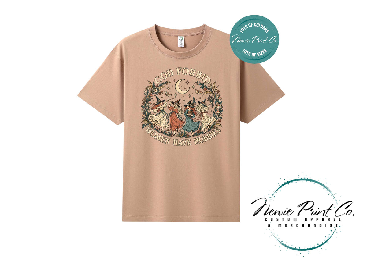 God Forbid Women Have Hobbies Witch T-Shirt, Vintage Botanical Graphic Tee