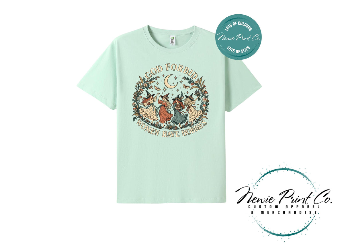 God Forbid Women Have Hobbies Witch T-Shirt, Vintage Botanical Graphic Tee