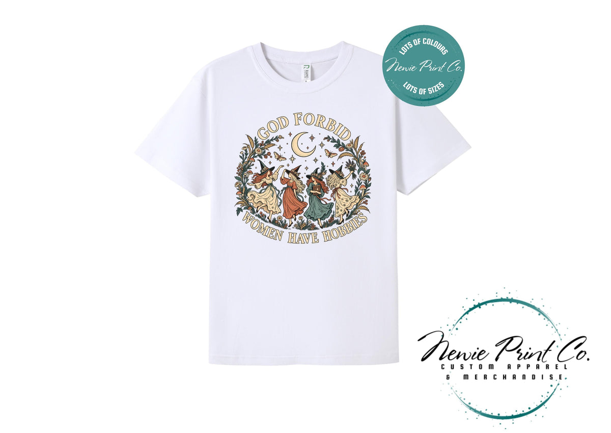 God Forbid Women Have Hobbies Witch T-Shirt, Vintage Botanical Graphic Tee