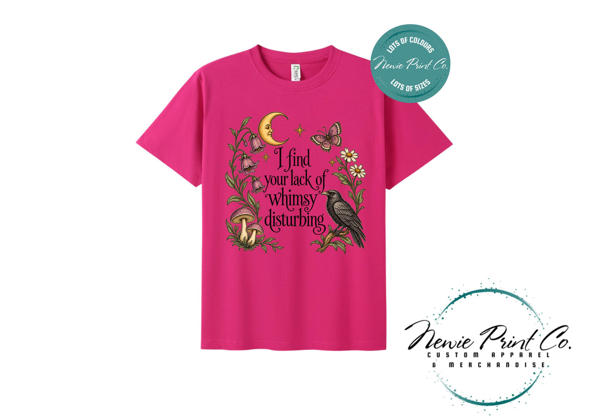 I Find Your Lack of Whimsy Disturbing Shirt, Botanical Raven T-Shirt, Cottagecore Mushroom Tee, Whimsical Gift