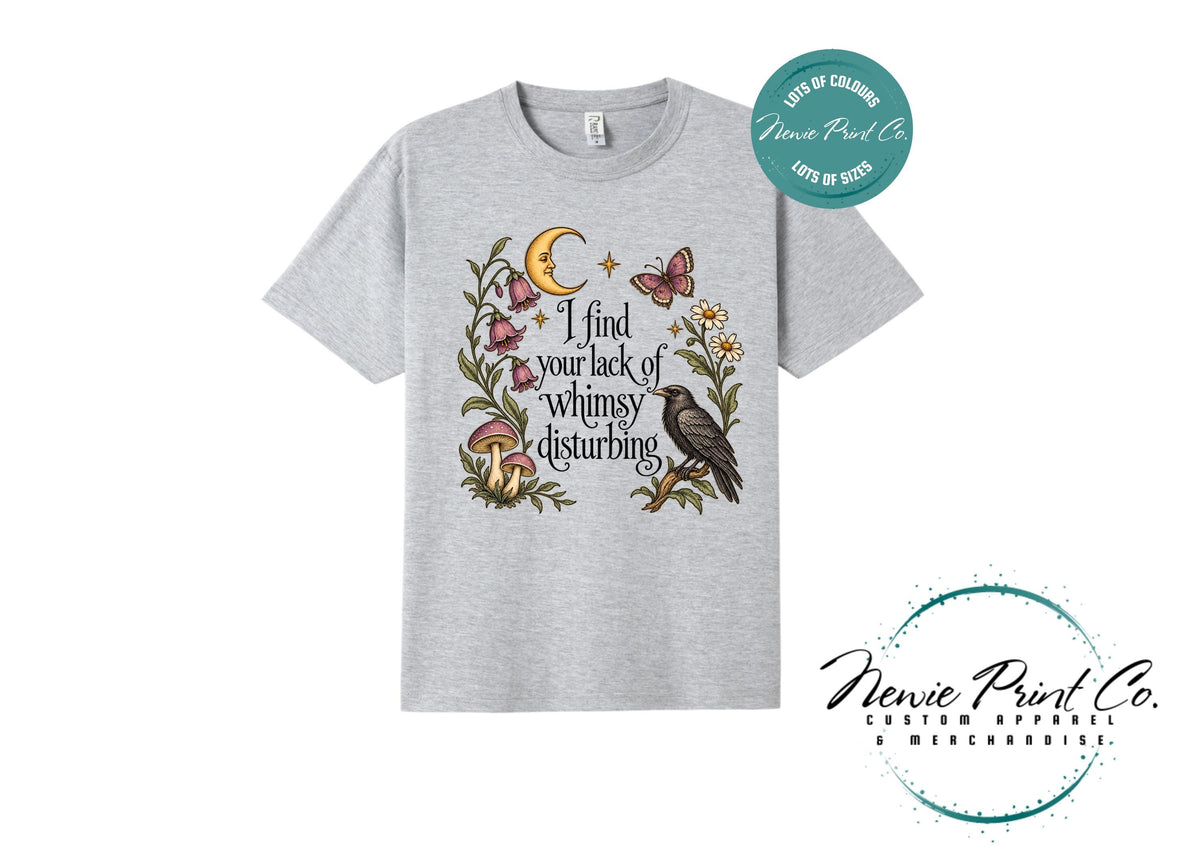 I Find Your Lack of Whimsy Disturbing Shirt, Botanical Raven T-Shirt, Cottagecore Mushroom Tee, Whimsical Gift