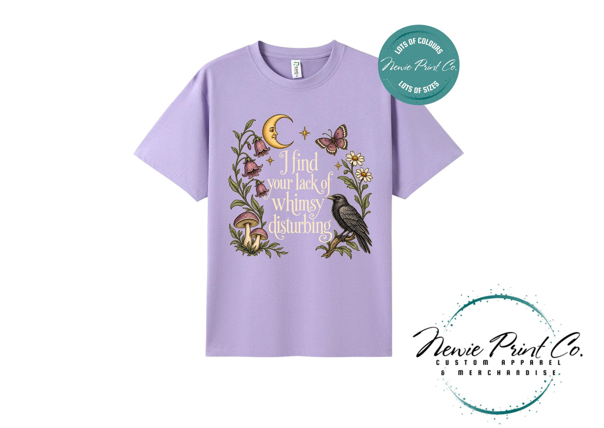 I Find Your Lack of Whimsy Disturbing Shirt, Botanical Raven T-Shirt, Cottagecore Mushroom Tee, Whimsical Gift