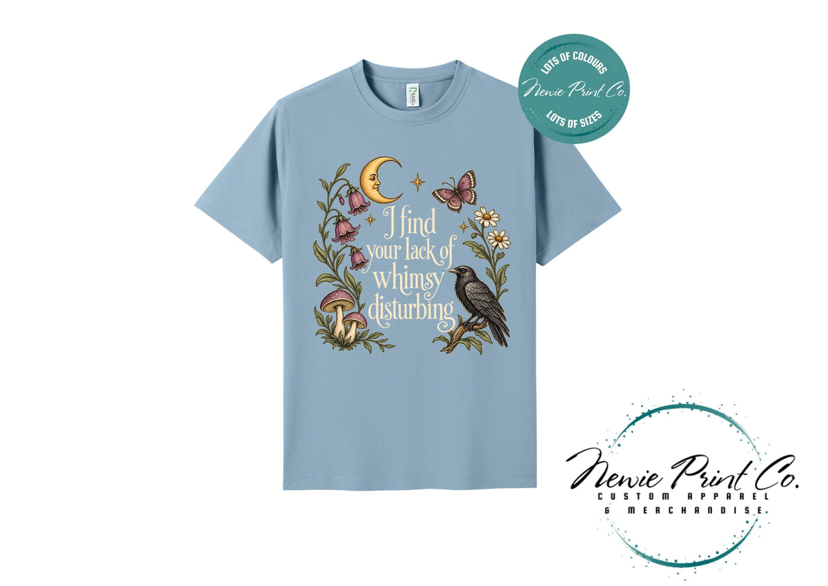 I Find Your Lack of Whimsy Disturbing Shirt, Botanical Raven T-Shirt, Cottagecore Mushroom Tee, Whimsical Gift