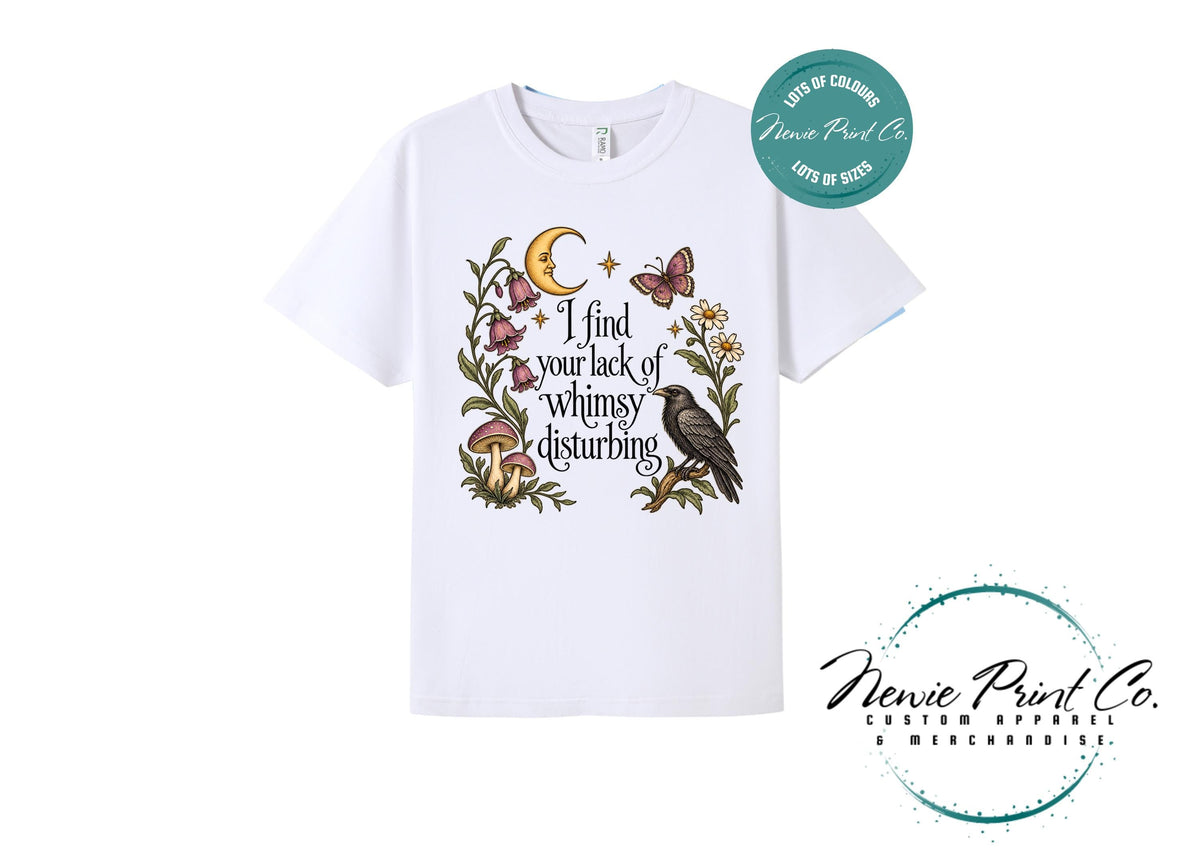 I Find Your Lack of Whimsy Disturbing Shirt, Botanical Raven T-Shirt, Cottagecore Mushroom Tee, Whimsical Gift