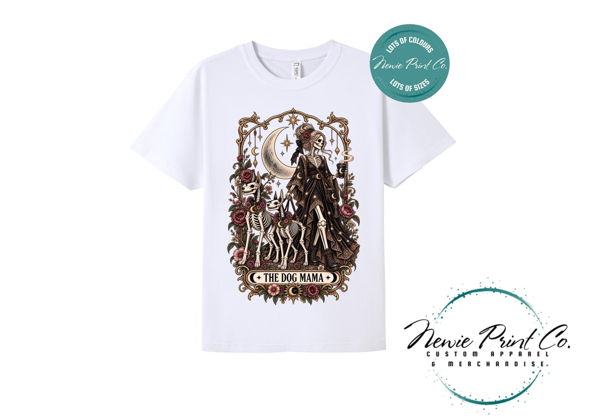 Dog Mama Skeleton T-Shirt, Gothic Dog Mum Tee, Tarot Lover Shirt, Witchy Dog Lover Gift, Alternative Graphic Tee