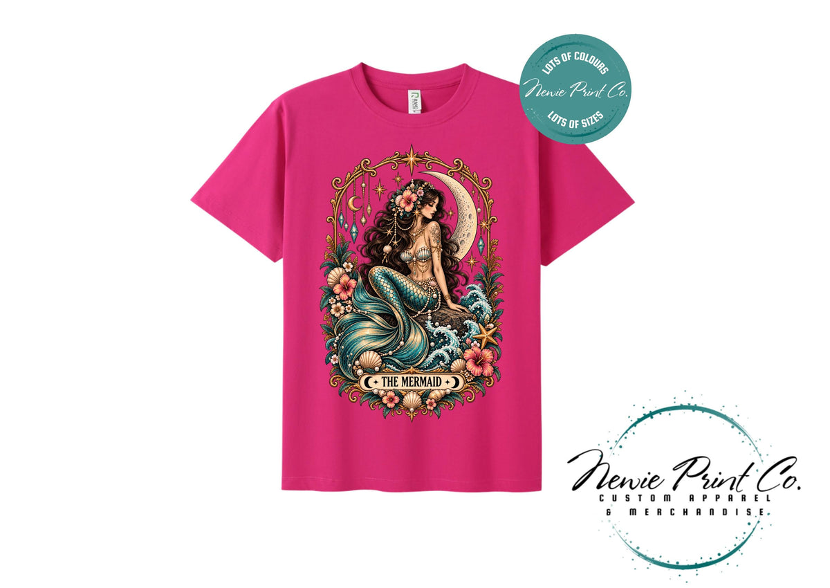 Mermaid Tarot T-Shirt, Vintage Celestial Graphic Tee, Boho Ocean Lover Shirt, Mystical Mermaid Gift