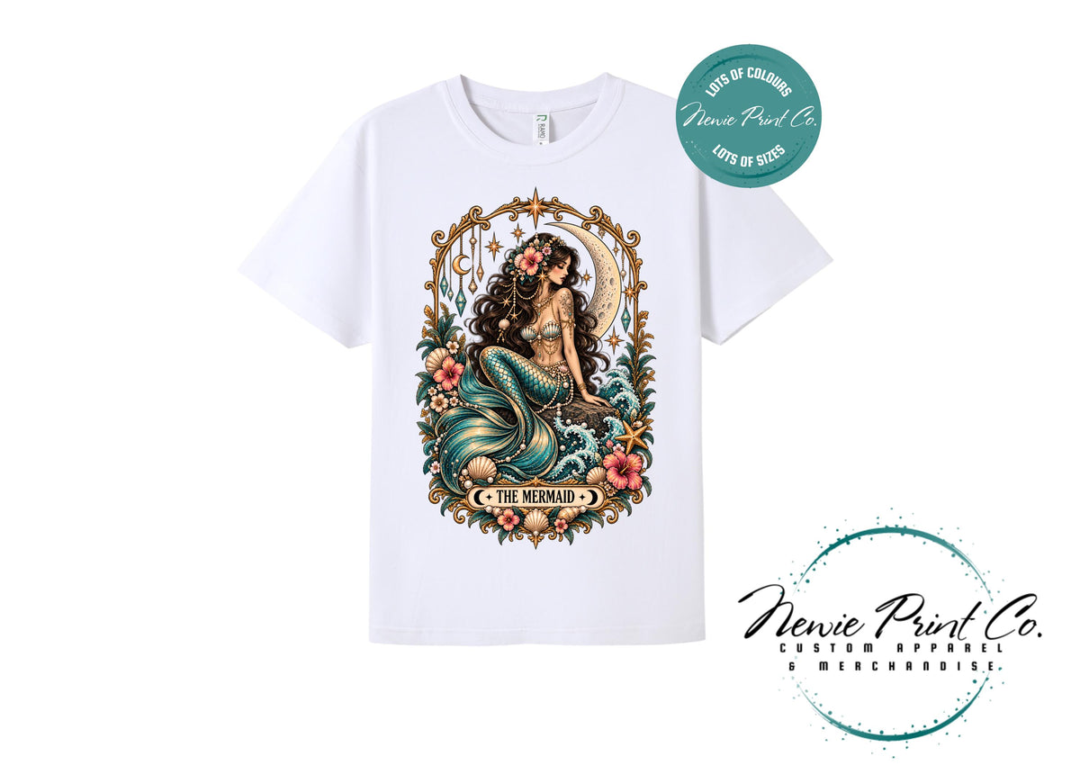 Mermaid Tarot T-Shirt, Vintage Celestial Graphic Tee, Boho Ocean Lover Shirt, Mystical Mermaid Gift
