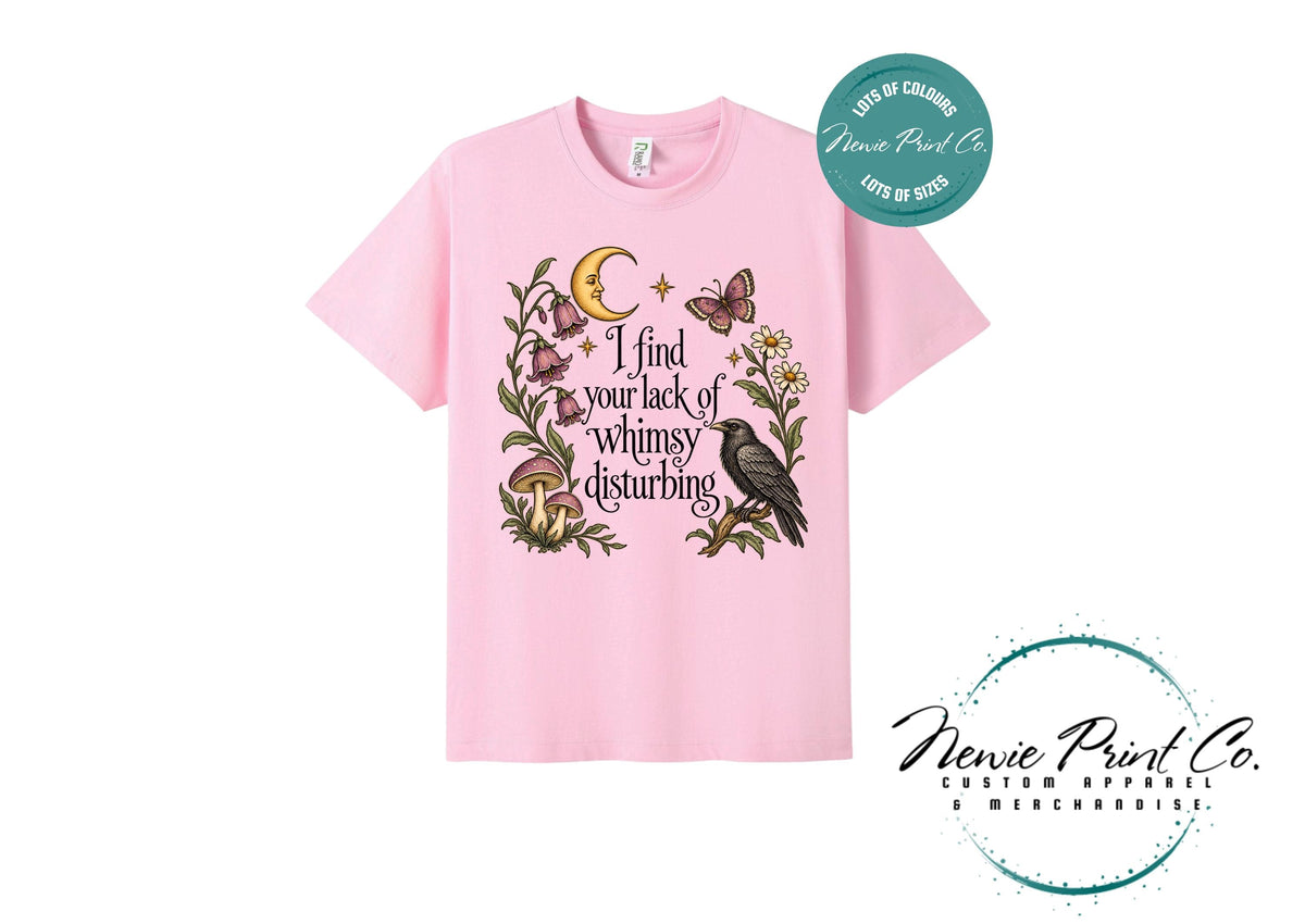 I Find Your Lack of Whimsy Disturbing Shirt, Botanical Raven T-Shirt, Cottagecore Mushroom Tee, Whimsical Gift