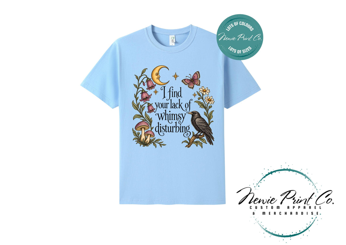 I Find Your Lack of Whimsy Disturbing Shirt, Botanical Raven T-Shirt, Cottagecore Mushroom Tee, Whimsical Gift