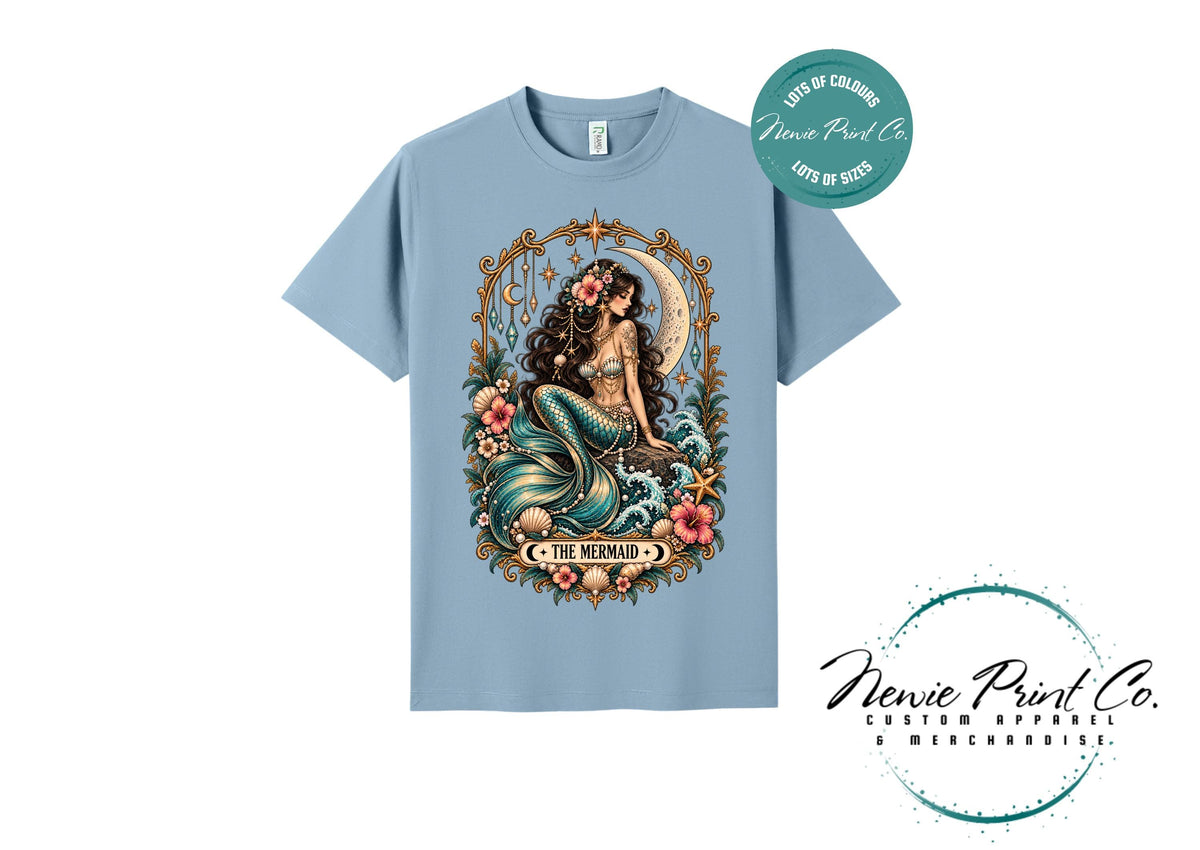 Mermaid Tarot T-Shirt, Vintage Celestial Graphic Tee, Boho Ocean Lover Shirt, Mystical Mermaid Gift