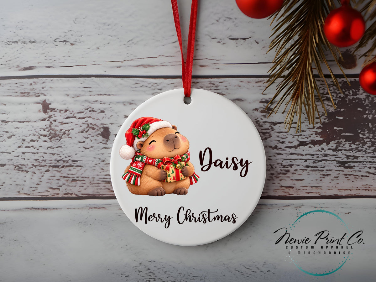 Christmas Capybara Ornament, Cute Capybara Christmas Decoration, Aluminium Tree Ornament, Capybara Lover Gift, Stocking Filler