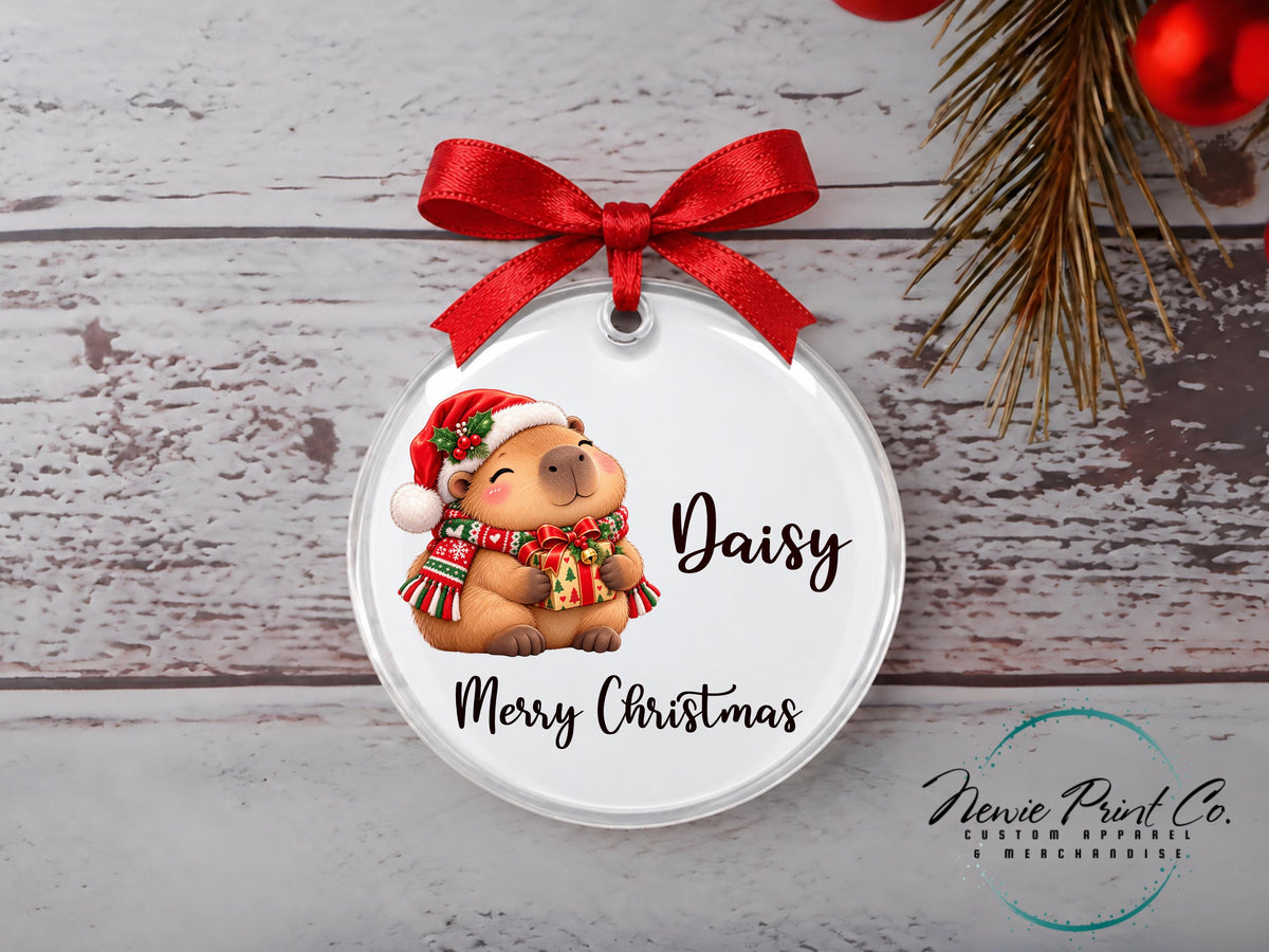 Christmas Capybara Ornament, Cute Capybara Christmas Decoration, Aluminium Tree Ornament, Capybara Lover Gift, Stocking Filler