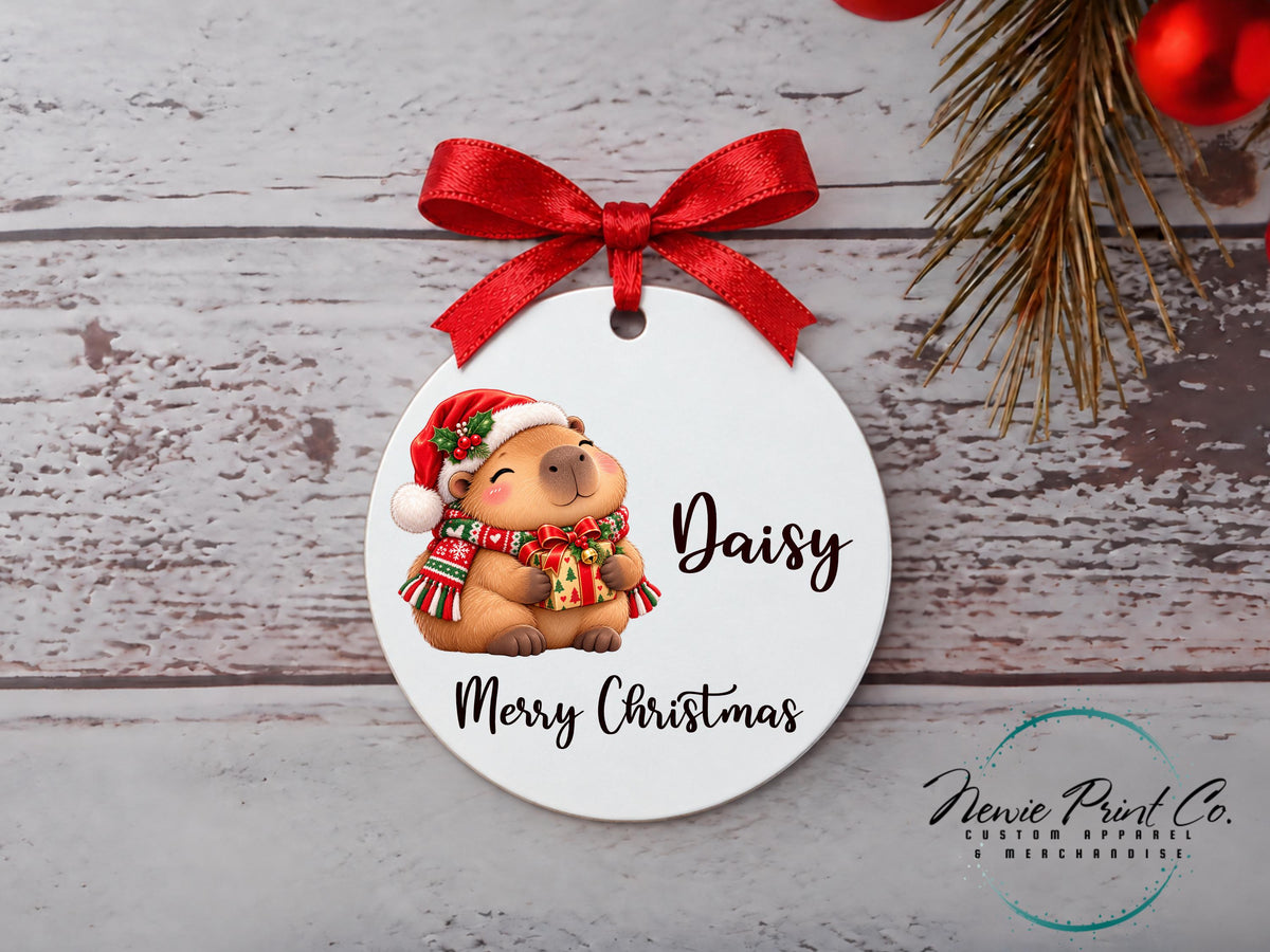 Christmas Capybara Ornament, Cute Capybara Christmas Decoration, Aluminium Tree Ornament, Capybara Lover Gift, Stocking Filler