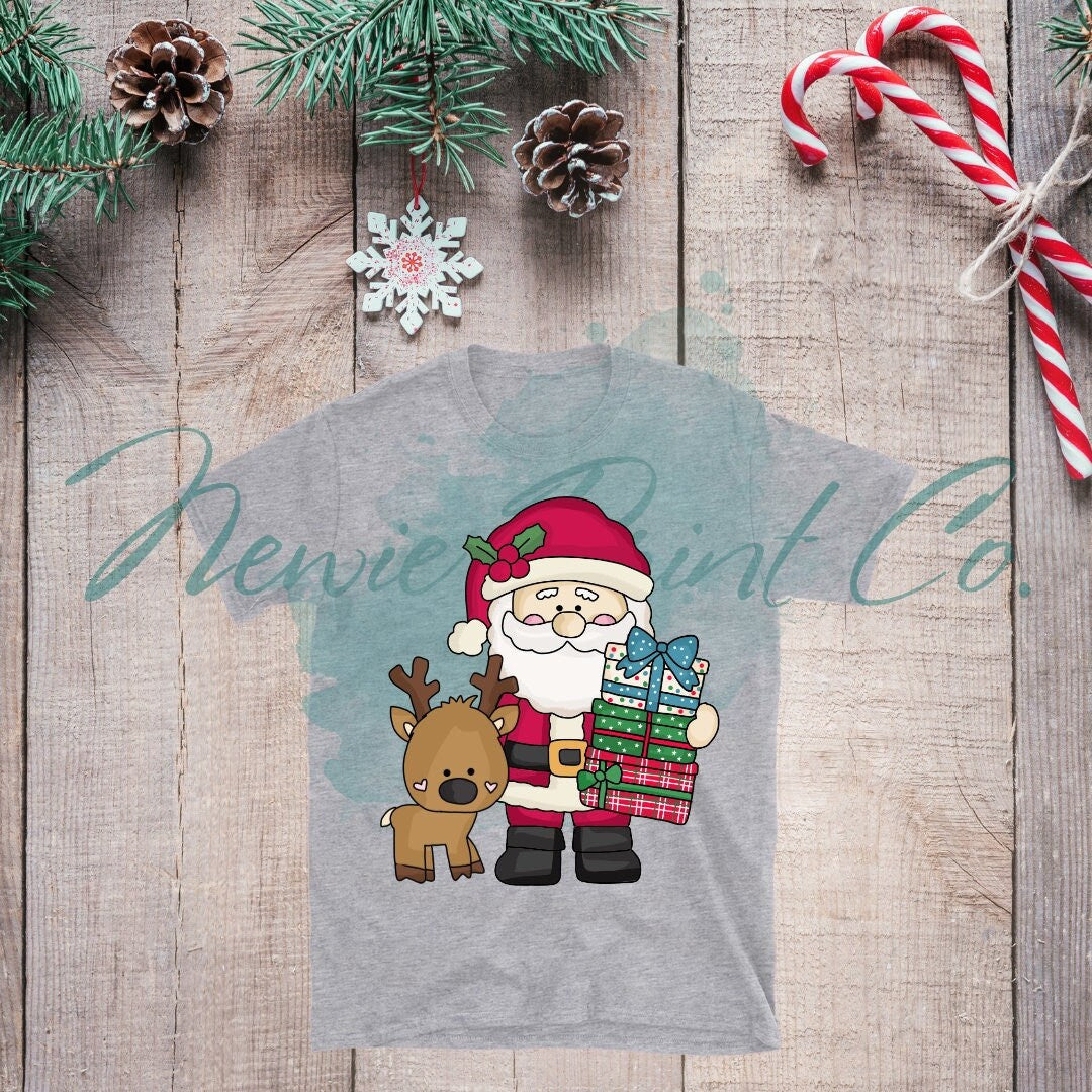 Santa and Reindeer Kids Christmas Tee