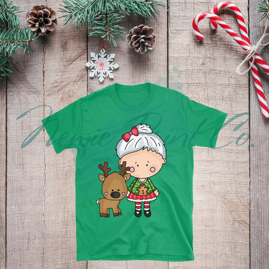 Mrs Claus & Reindeer - Christmas T-shirt